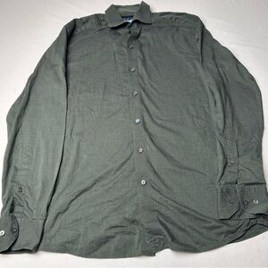 Peter Millar mens crown crafted dark green cotton dress shirt
